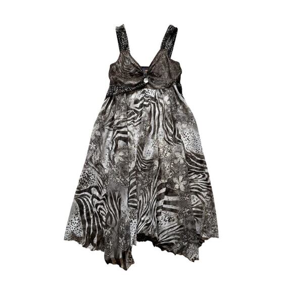 Y2K VTG Anac by Kimi Zebra Midi Dress Women's Size XL Mesh Lined - Picture 2 of 4